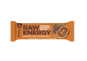 Baton RAW ENERGY pomarańcza-ziarna kakao BEZGLUTENOWY 50g BOMBUS