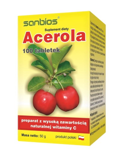 Acerola 500 - naturalna witamina C (100 tabletek) SANBIOS