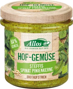 PASTA WARZYWNA ZE SZPINAKIEM I ORZESZKAMI PINIOWYMI BEZGLUTENOWA  BIO 135 g - ALLOS