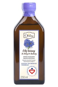 Olej lniany do diety dr Budwig tłoczony na zimno, nieoczyszczony 250ml - Olvita