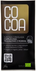 CZEKOLADA SUROWA CAPPUCCINO MIGDAŁOWE Z MORWĄ BIO 50 g - COCOA