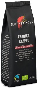 KAWA MIELONA ARABICA BEZKOFEINOWA FAIR TRADE BIO 250 g - MOUNT HAGEN