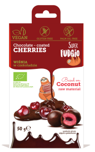 WIŚNIE LIOFILIZOWANE W CZEKOLADZIE BEZGLUTENOWE BIO 50 g - SUPER FUDGIO