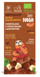 CZEKOLADA Z ORZECHAMI LASKOWYMI BEZGLUTENOWA BIO 50 g - SUPER FUDGIO