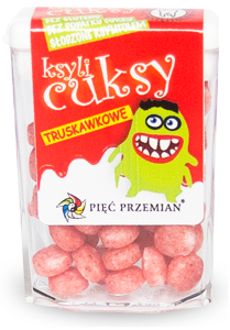 CUKIERKI Z KSYLITOLU KSYLICUKSY O SMAKU TRUSKAWKOWYM BEZGLUTENOWE 13 g - PIĘĆ PRZEMIAN