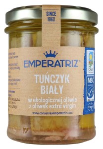 TUŃCZYK BIAŁY W BIO OLIWIE Z OLIWEK EXTRA VIRGIN 200 g (130 g) (SŁOIK) - EMPERATRIZ