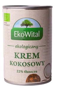 Krem kokosowy 22% tłuszczu BIO 400 ml EKOWITAL
