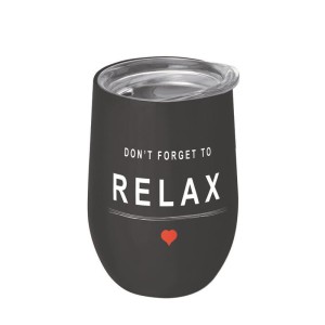 KUBEK ZE STALI NIERDZEWNEJ Z POKRYWKĄ DON'T FORGET TO RELAX 420 ml – CHIC-MIC