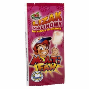 Lizak malinowy bez cukru 10 witamin Multifan 5g