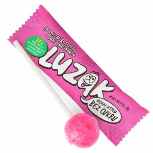 Luzak lizak bez cukru o smaku malinowym, 8g
