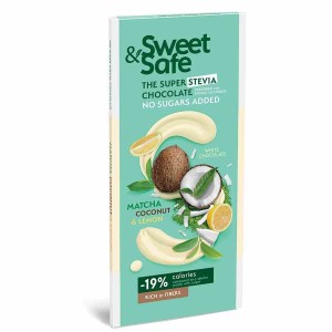 Czekolada biała matcha kokos cytryna ze stewią 90g Sweet&Safe