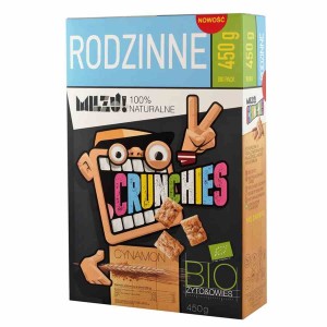Płatki Crunchies żytnio-owsiane z cynamon BIO 450g RODZINNE Milzu!