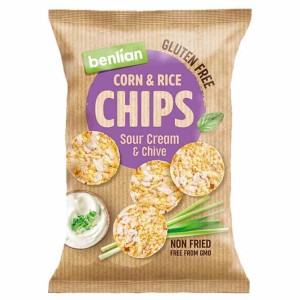 Chipsy kukurydza ryż śmietana i szczypiorek 50g
