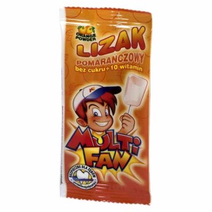 Lizak pomarańczowy 0 cukru 10 witamin Multifan 5g