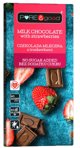 Czekolada gorzka z truskawkami 75g Pure&Good