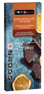 Czekolada mleczna z pomarańczą bez dodatku cukru 75g PURE&good
