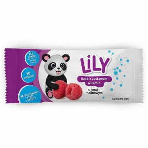 Lizak z zestawem witamin o smaku malinowym LILY 8g