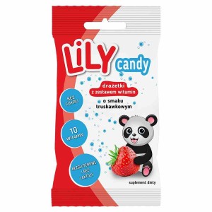 Drażetki truskawkowe z 10 witamin LILY Candy, 40g