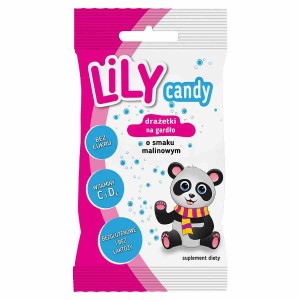 Drażetki o smaku malinowym na gardło LILY Candy 40g