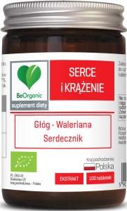 TABLETKI WSPOMAGAJĄCE SERCE I KRĄŻENIE BIO 100 szt.  (500 mg) - BE ORGANIC