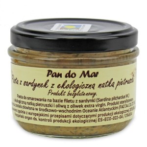 PASTA Z SARDYNEK Z BIO NATKĄ PIETRUSZKI 125g SŁOIK  BEZGLUTENOWA PAN DO MAR