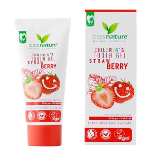 PASTA DO ZĘBÓW DLA DZIECI Z FLUOREM TRUSKAWKA ECO 60 ml - COSNATURE