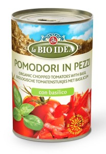 POMIDORY KROJONE Z BAZYLIĄ BIO 400 g PUSZKA LA BIO IDEA