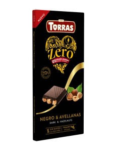 Czekolada gorzka 72% kakao z orzechami laskowymi bez dodatku cuktu ZERO Torras 150g