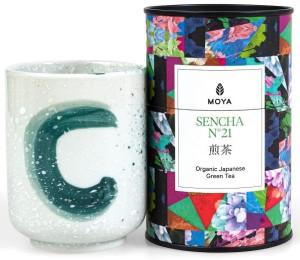 ZESTAW HERBATA ZIELONA SENCHA JAPOŃSKA BIO 60 g & KUBEK CERAMICZNY KANA - MOYA MATCHA