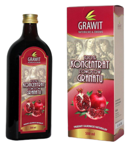 KONCENTRAT Z OWOCÓW GRANATU 100 %  (GRAWIT) BEZGLUTENOWY 500 ml - VITAFAN