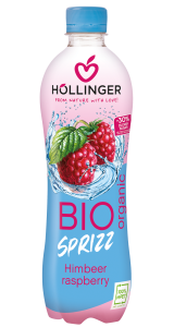 NAPÓJ GAZOWANY MALINOWY 30 % MNIEJ CUKRU BIO 500 ml - HOLLINGER