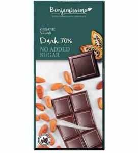 Czekolada wegańska 70% bez cukru BIO 70g BIOBENJAMIN