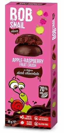 4820219341307 Przekąska jabłko malina w ciemnej czekoladzie Bob Snail, 30g