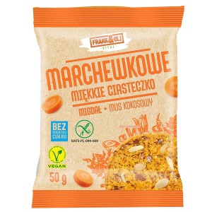 Miękkie ciastko marchewkowe z miąższem kokosowym  i rodzynkami, Frank & Oli, 50g