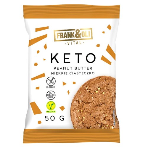 5900316552246 KETO Miękkie ciastko wegańskie smak masła orzechowego, Frank & Oli, 50g