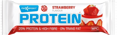 8588003339393 BATON PROTEINOWY WPC O SMAKU TRUSKAWKOWYM W BIAŁEJ POLEWIE BEZGLUTENOWY 60 g - MAXSPORT