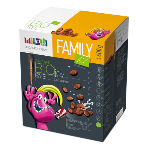 4751022364194 MUSZELKI ŻYTNIO OWSIANE KAKAOWE RADOŚĆ BIO 2 x 200g 400 g - MILZU