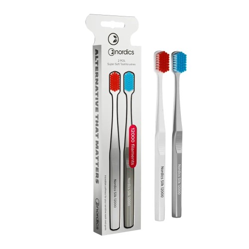 3800500324449 2 X SZCZOTECZKA DO ZĘBÓW TWORZYWO PLA 12000 SUPER MIĘKKA - NORDICS