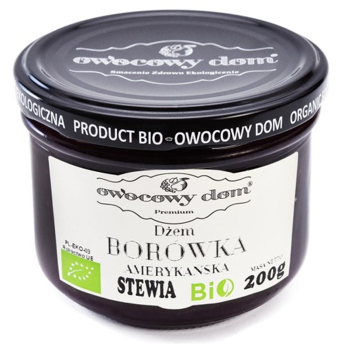 5902768883398 Dżem borówka amerykańska z stewią Owocowy Dom BIO 200g