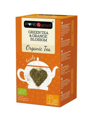 5903111903473 Herbata ekologiczna Green Tea & Orange Blossom 36g - Pure&good