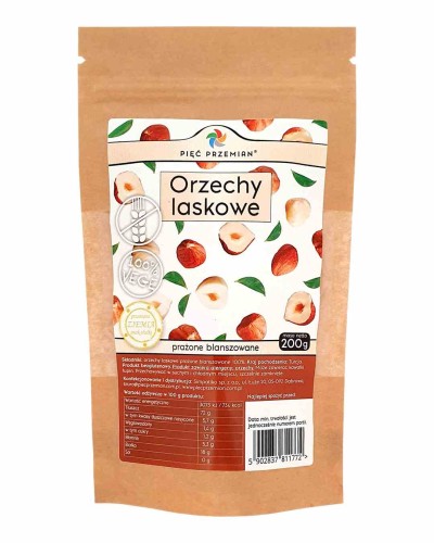 5902837811772 Orzechy laskowe prażone blanszowane 200g Pięć Przemian