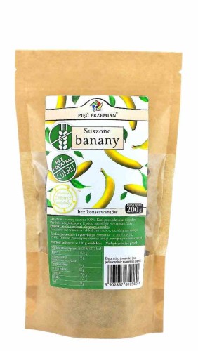 5902837810560 Banany suszone bez cukru 200 g - Pięć Przemian
