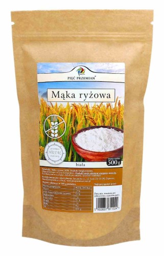 5902837811024 Mąka ryżowa BIAŁA bezglutenowa 500 g Pięć Przemian