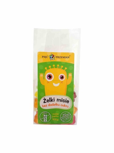 5902837811048 Żelki misie bez dodatku cukru 100 g Pięć Przemian