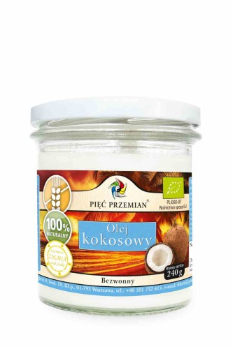 5900652816897 Olej kokosowy BIO bezwonny 240 g - Pięć Przemian