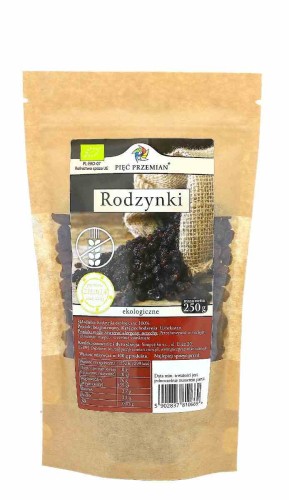 5902837810669 Rodzynki bezglutenowe BIO 250 g - Pięć Przemian