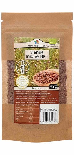 5902837811802 Siemię lniane brązowe BIO 350 g - Pięć Przemian