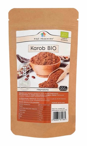 5902837811864 Karob nieprażony BIO 200 g - Pięć Przemian