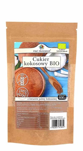 5902837810850 Cukier kokosowy BIO 400 g - Pięć Przemian
