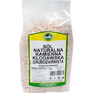 Sól kamienna KŁODAWSKA gruba RÓŻOWA niejodowana 1kg SMAKOSZ